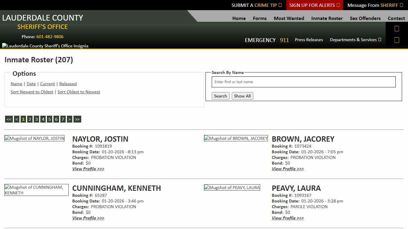 Inmate Roster - Current Inmates Booking Date Descending - Lauderdale County Sheriff